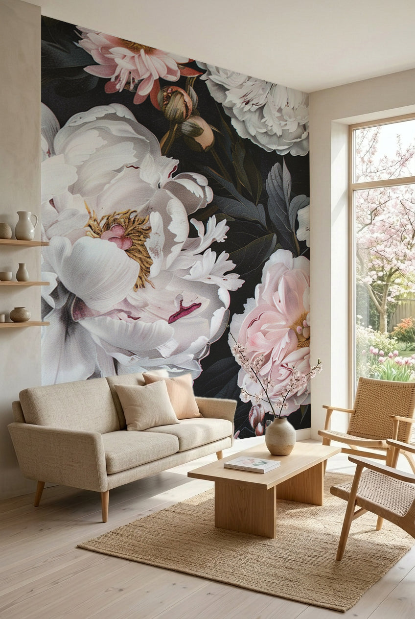Papier peint pivoine : élégance florale pour un intérieur raffiné