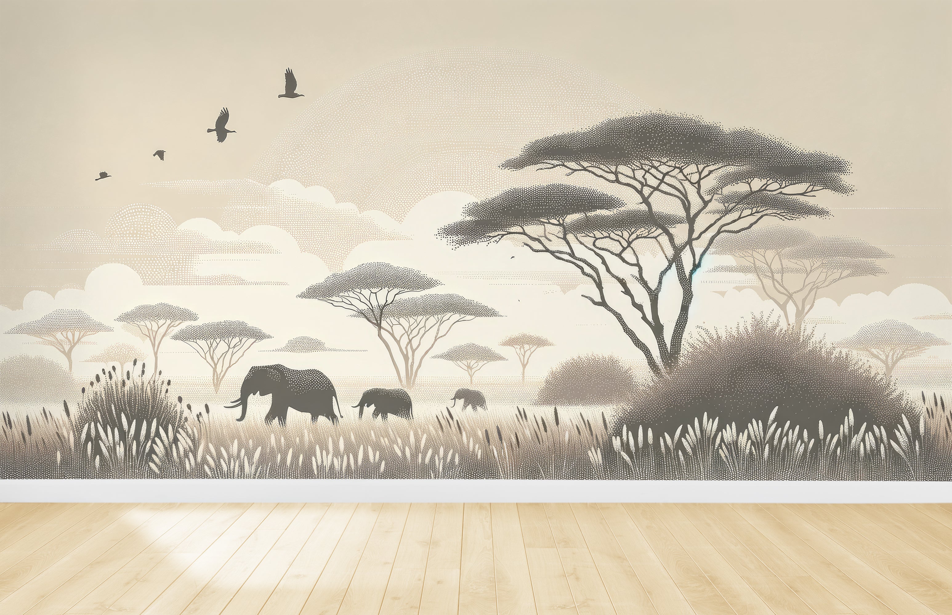 Afrikanische Safari – Elefanten und Akazien