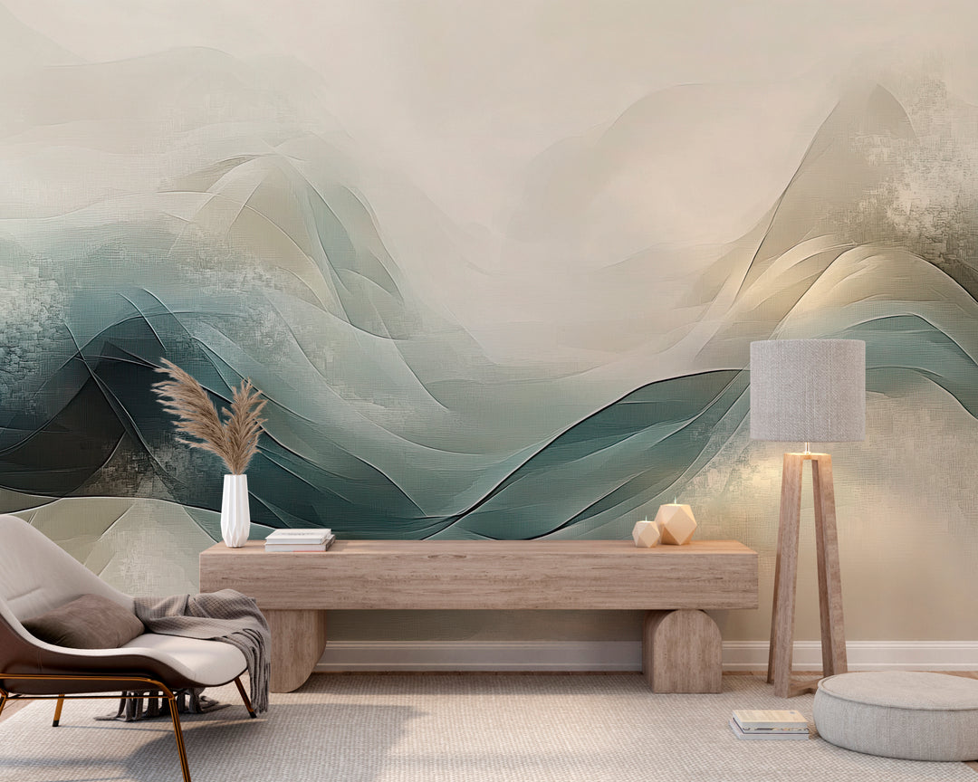 Ocean Abstraction: Watercolor Waves Wallpaper