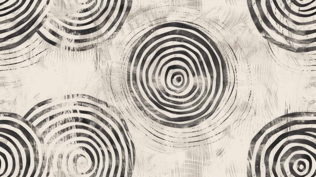 Abstraction Circulaire Noir et Blanc - papier peint panoramique, motif à plat