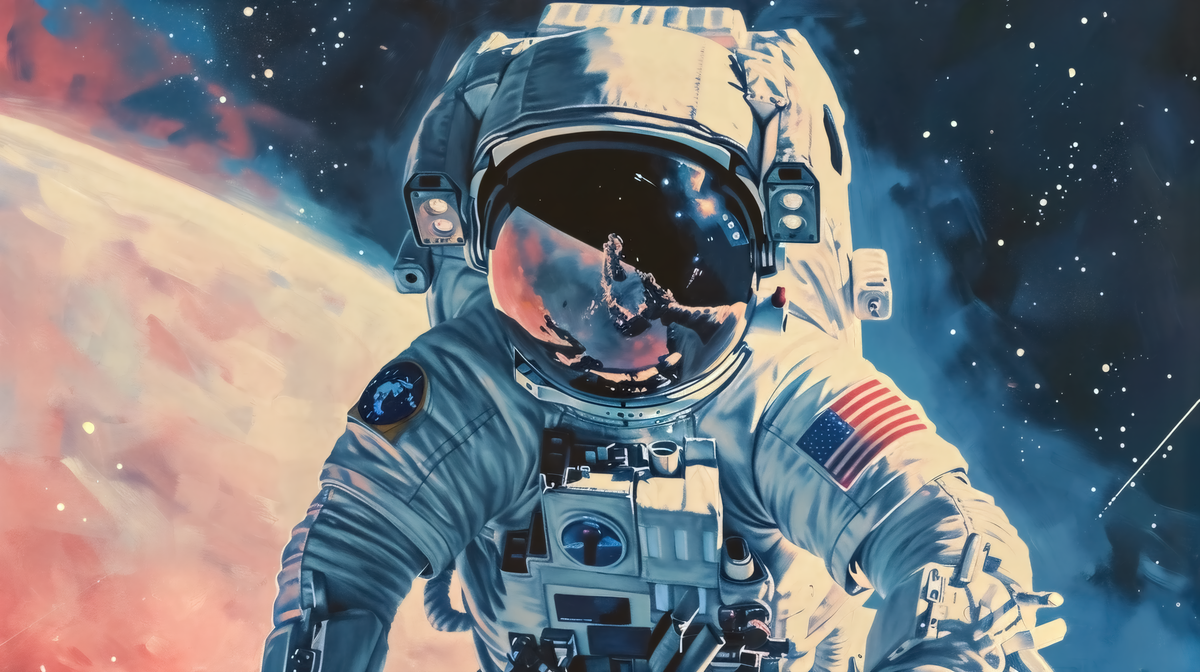 Astronaute Cosmique - papier peint panoramique, motif à plat