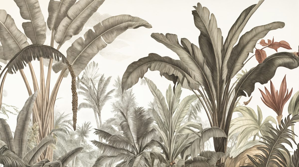 Atmosphère exotique - papier peint panoramique, motif à plat