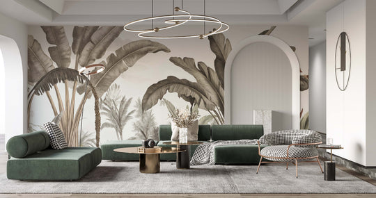 Atmosphère exotique – Feuillage tropical en nuances douces