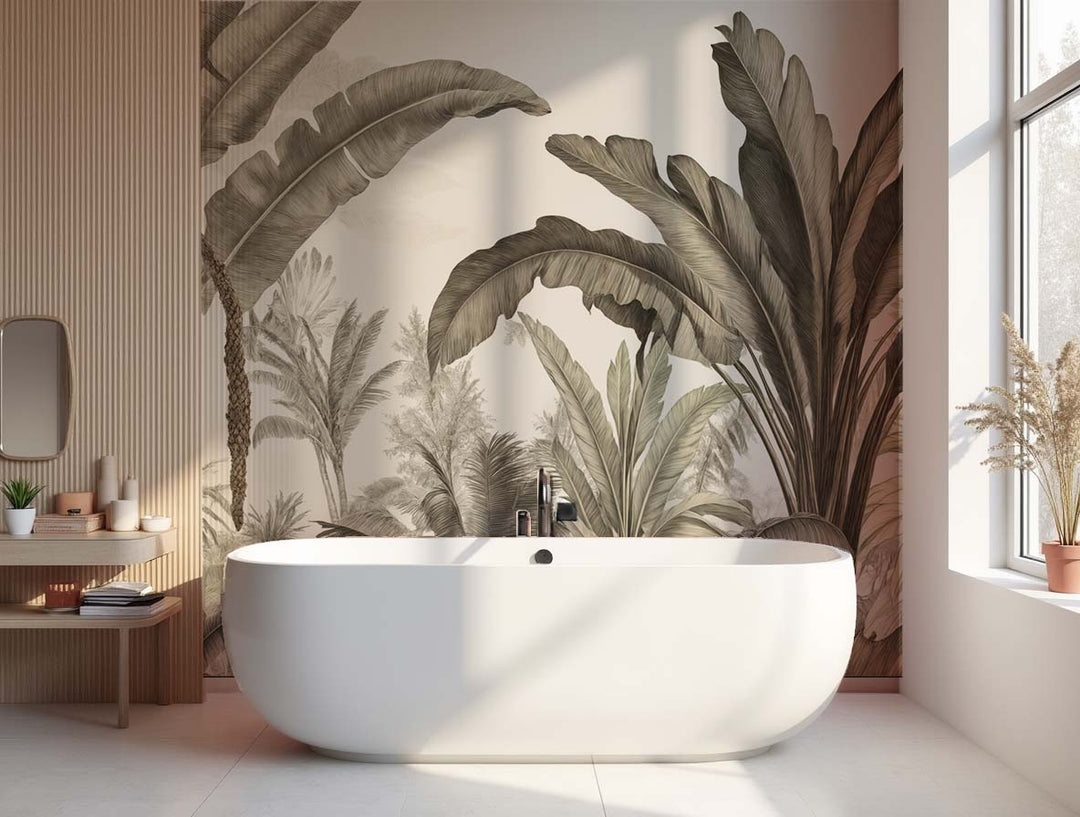 Atmosphère exotique – Feuillage tropical en nuances douces