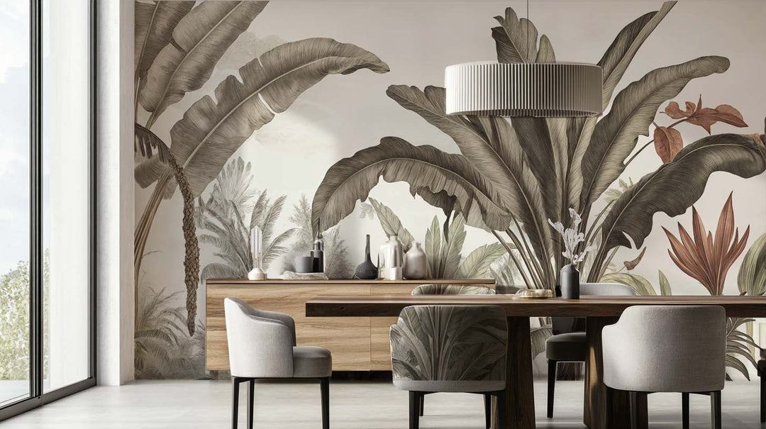 Atmosphère exotique – Feuillage tropical en nuances douces