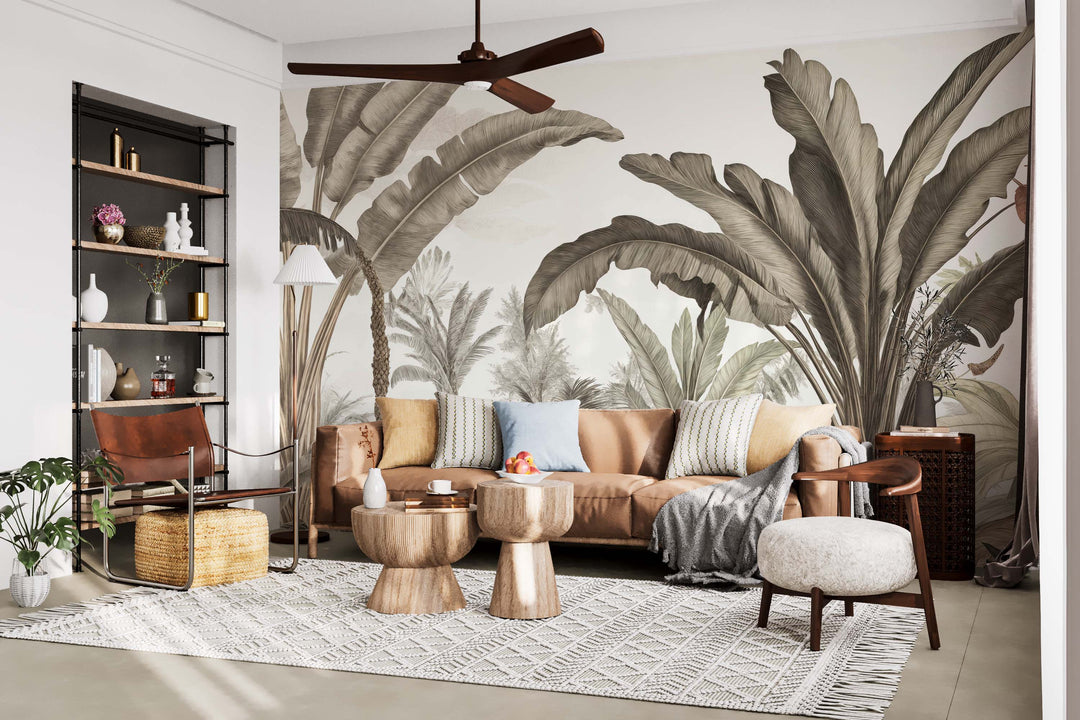 Atmosphère exotique – Feuillage tropical en nuances douces