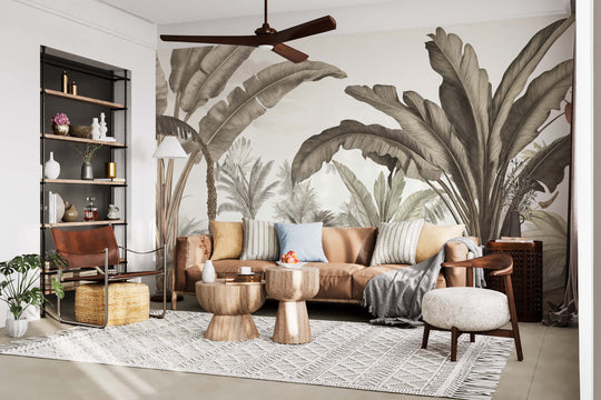 Atmosphère exotique – Feuillage tropical en nuances douces