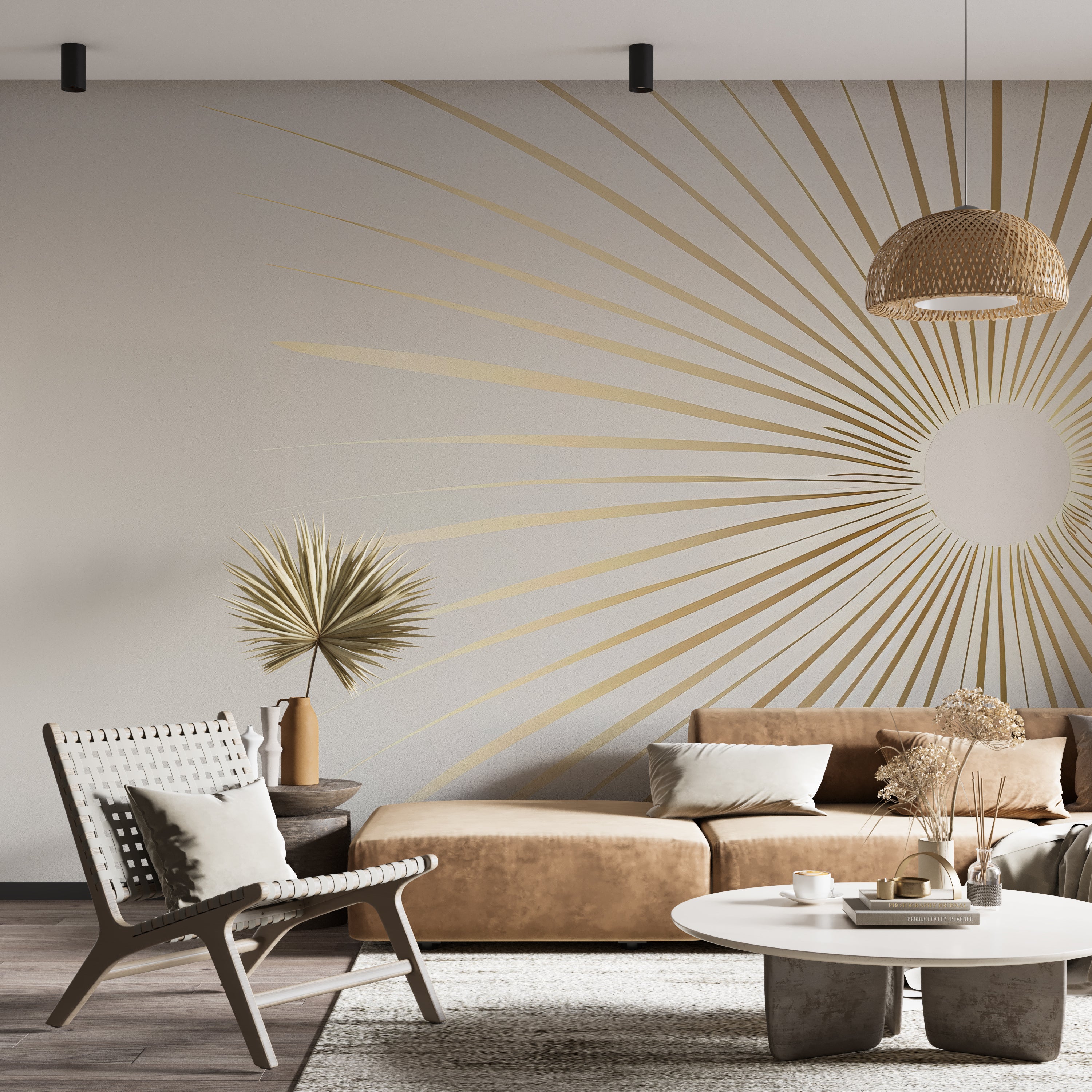 Aura Dorée: Luxurious Panoramic Sun Wallpaper