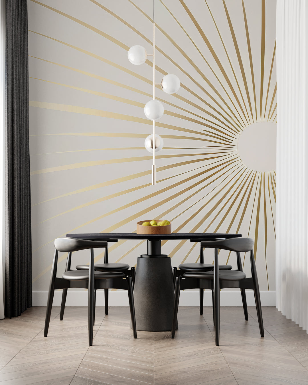 Aura Dorée: Luxurious Panoramic Sun Wallpaper