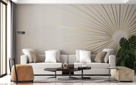 Aura Dorée: Luxurious Panoramic Sun Wallpaper