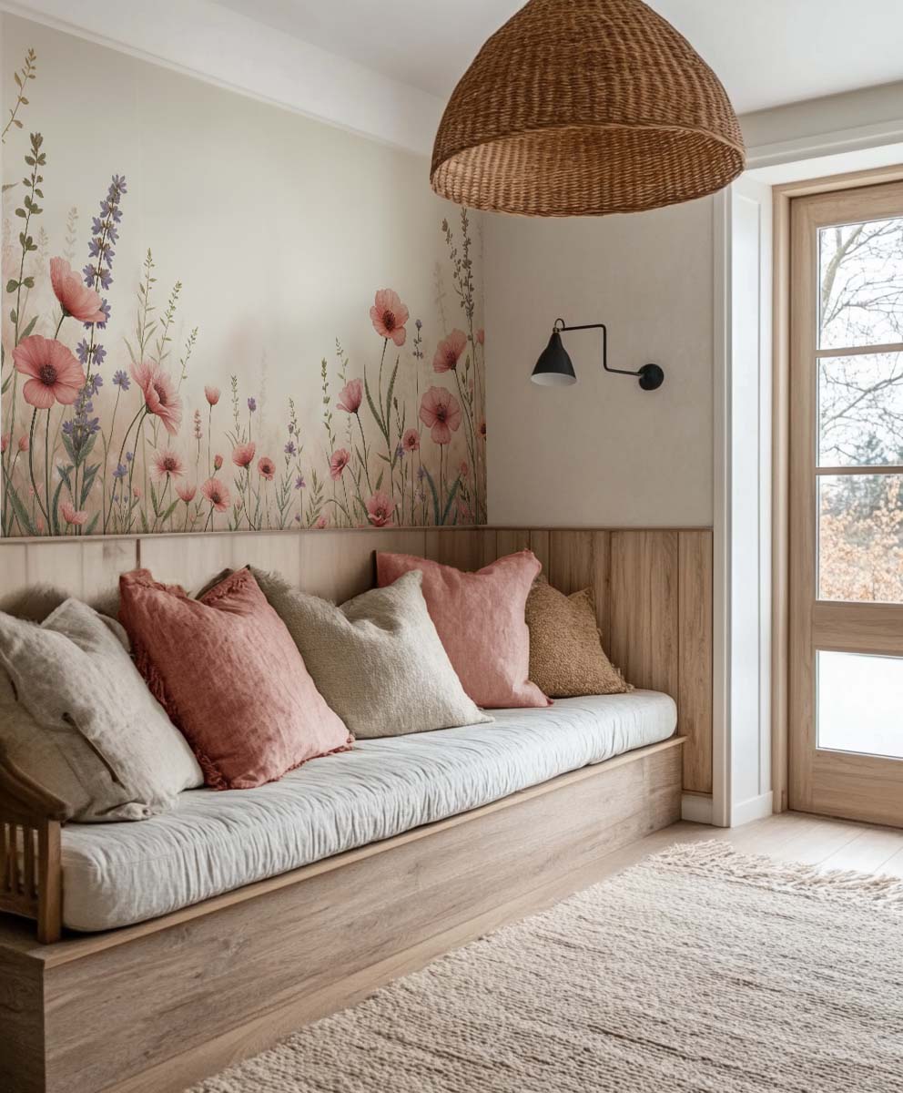 Balade botanique : un jardin fleuri en papier peint