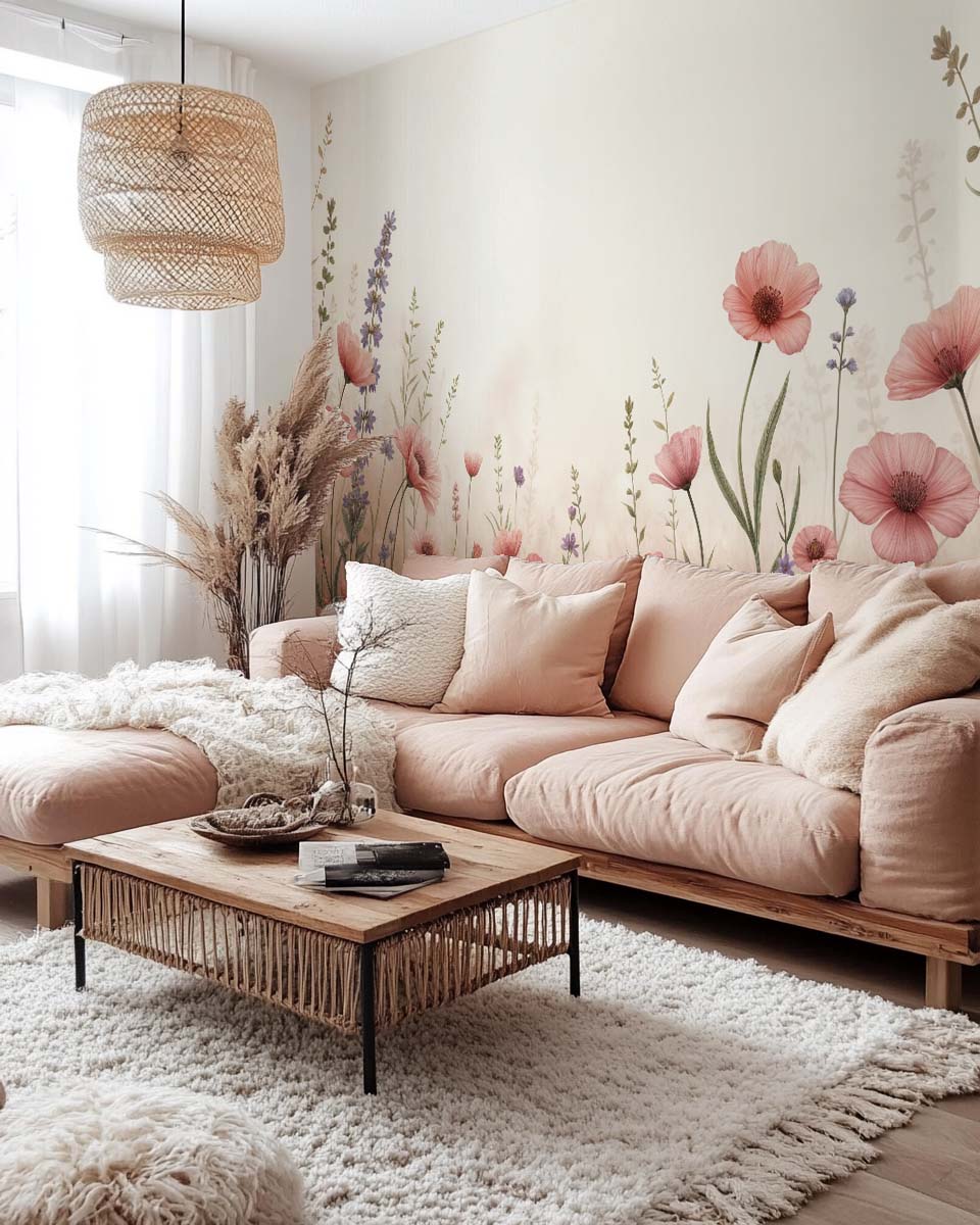 Balade botanique : un jardin fleuri en papier peint