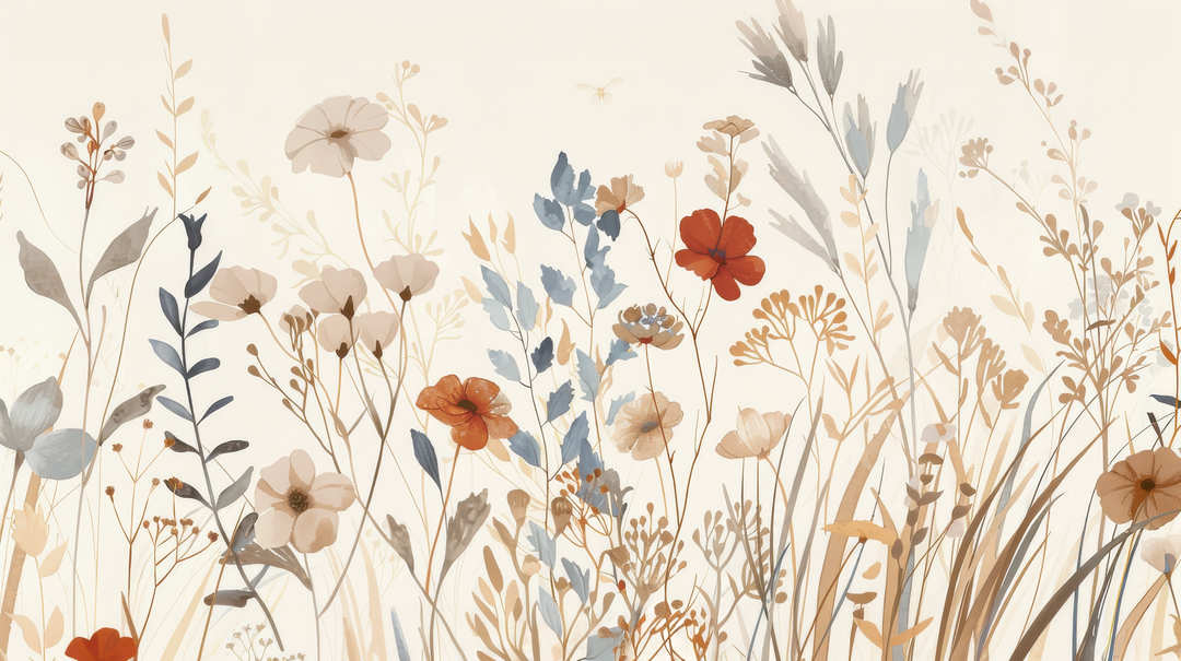 Bouquet Sauvage - papier peint panoramique, motif à plat