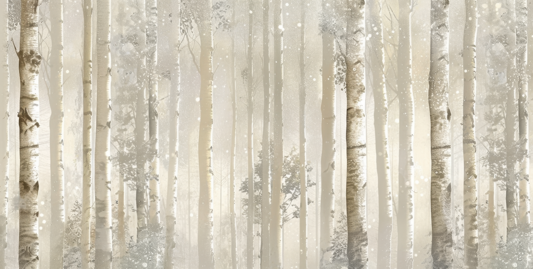 Brume de Bouleaux - papier peint panoramique, motif à plat