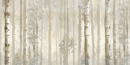 Brume de Bouleaux - papier peint panoramique, motif à plat
