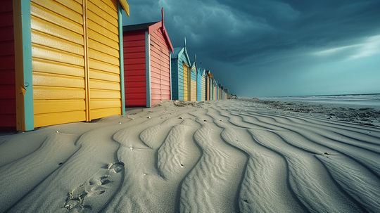 Cabanes de plage en couleurs