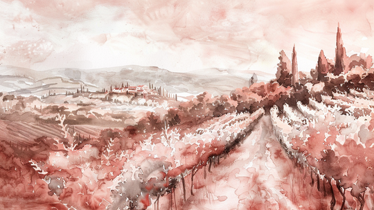 Charmes des vignes en aquarelle terracotta