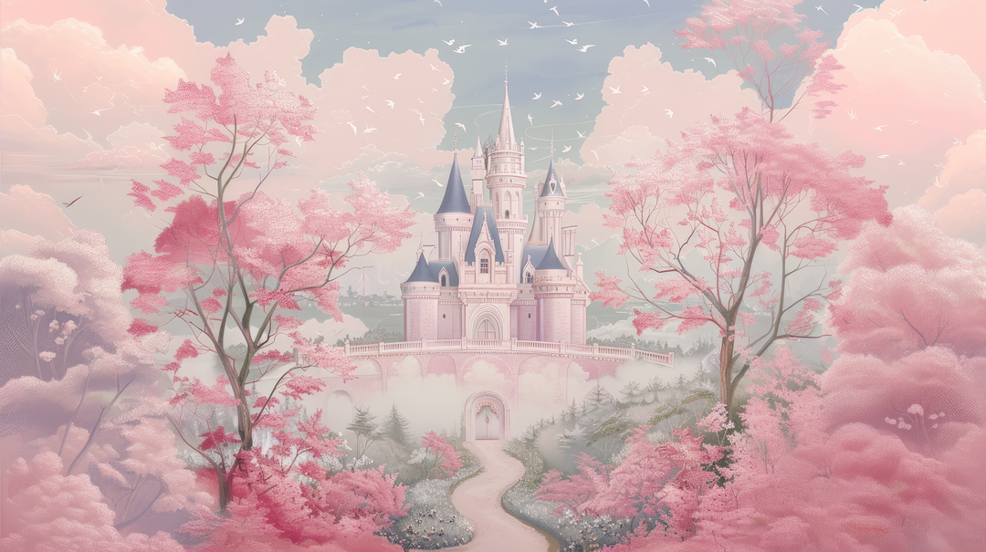 Château de Conte de Fée - papier peint panoramique, motif à plat