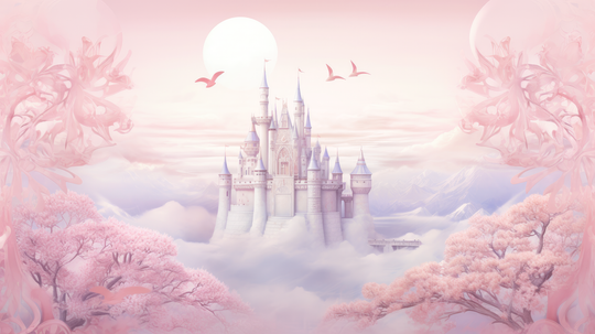 Château enchanté - papier peint panoramique, motif à plat