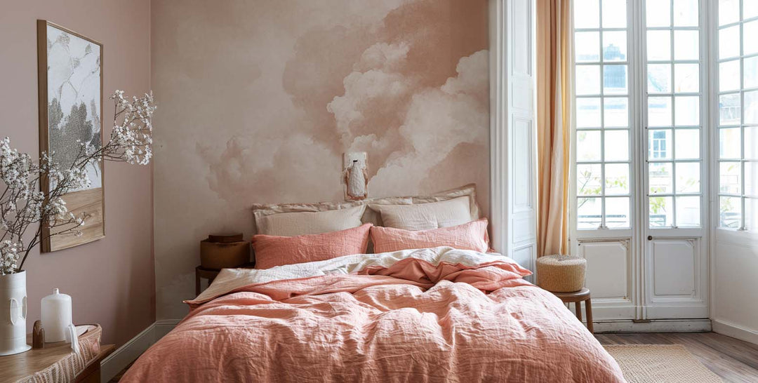 Ciel de Douceur Abricot - Papier Peint Panoramique pour une Ambiance Sereine