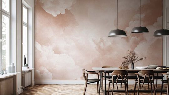 Ciel de Douceur Abricot - Papier Peint Panoramique pour une Ambiance Sereine