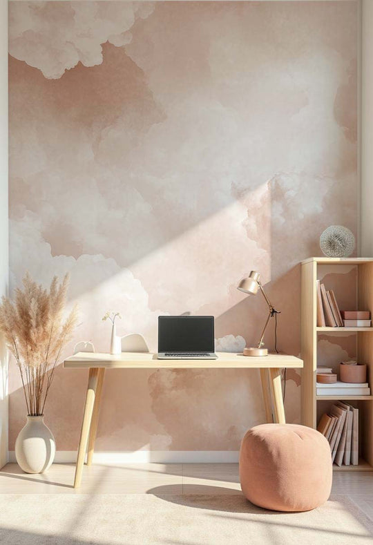 Ciel de Douceur Abricot - Papier Peint Panoramique pour une Ambiance Sereine