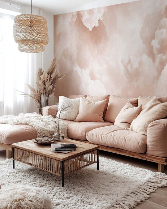 Ciel de Douceur Abricot - Papier Peint Panoramique pour une Ambiance Sereine