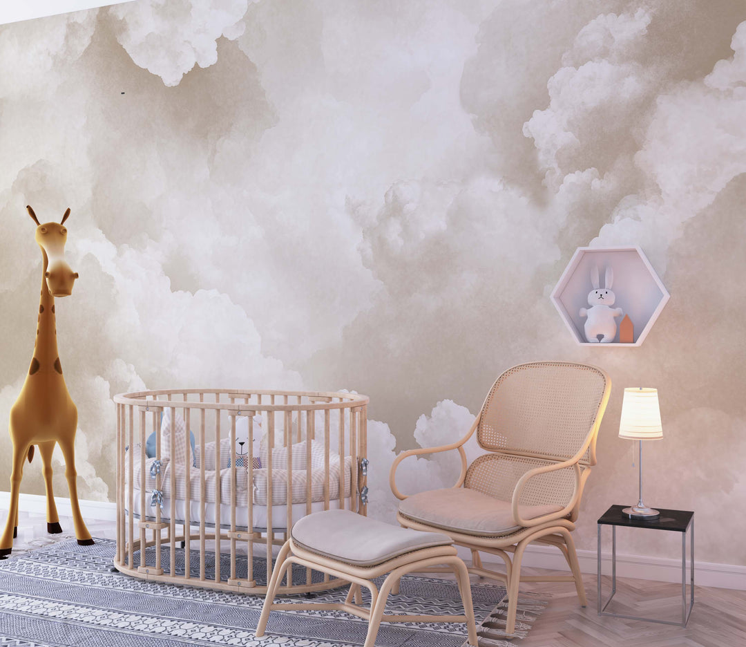 Ciel de Douceur - Papier Peint Panoramique Nuages Beige pour une Ambiance Sereine