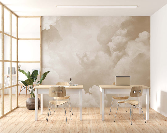 Ciel de Douceur - Papier Peint Panoramique Nuages Beige pour une Ambiance Sereine