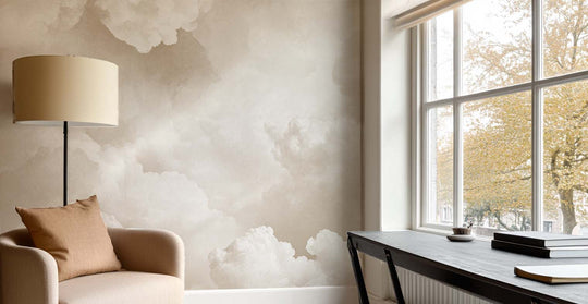 Ciel de Douceur - Papier Peint Panoramique Nuages Beige pour une Ambiance Sereine