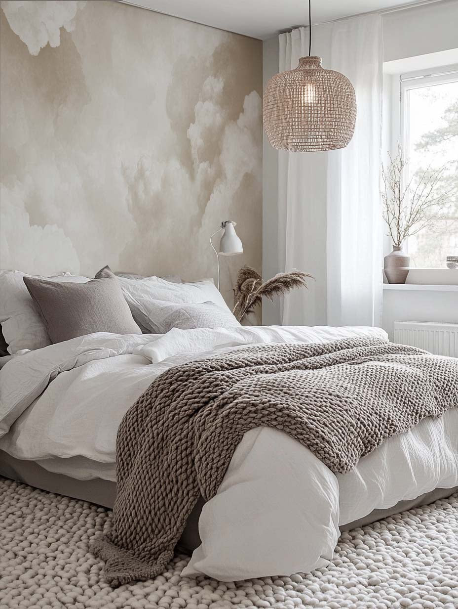 Ciel de Douceur - Papier Peint Panoramique Nuages Beige pour une Ambiance Sereine