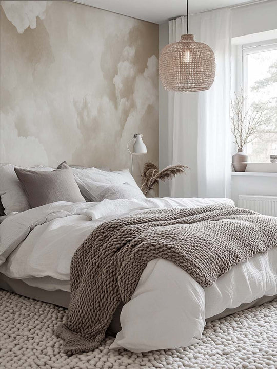 Ciel de Douceur - Papier Peint Panoramique Nuages Beige pour une Ambiance Sereine