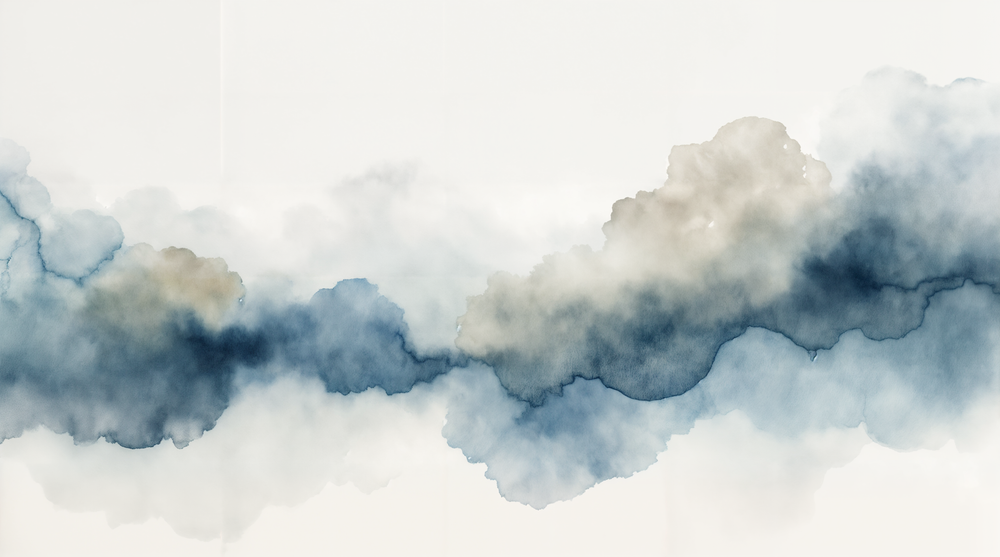 Couleurs de l’air en bleu  – Papier peint panoramique éthéré et moderne