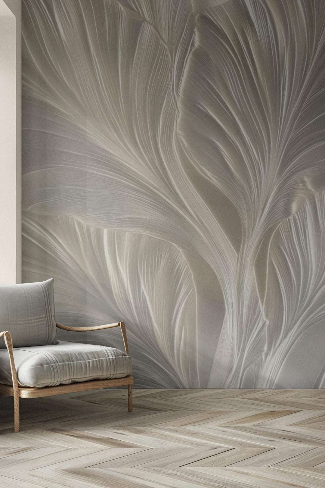 Crème de Feuillage - Papier Peint Panoramique Élégant