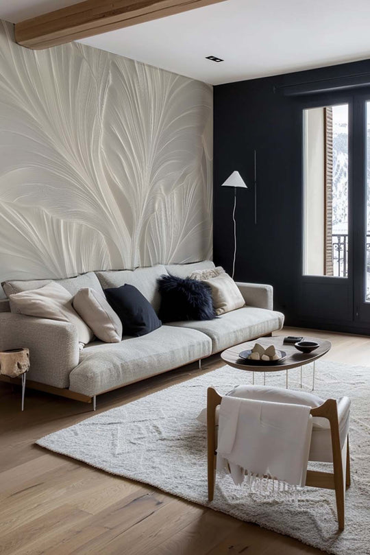 Crème de Feuillage - Papier Peint Panoramique Élégant