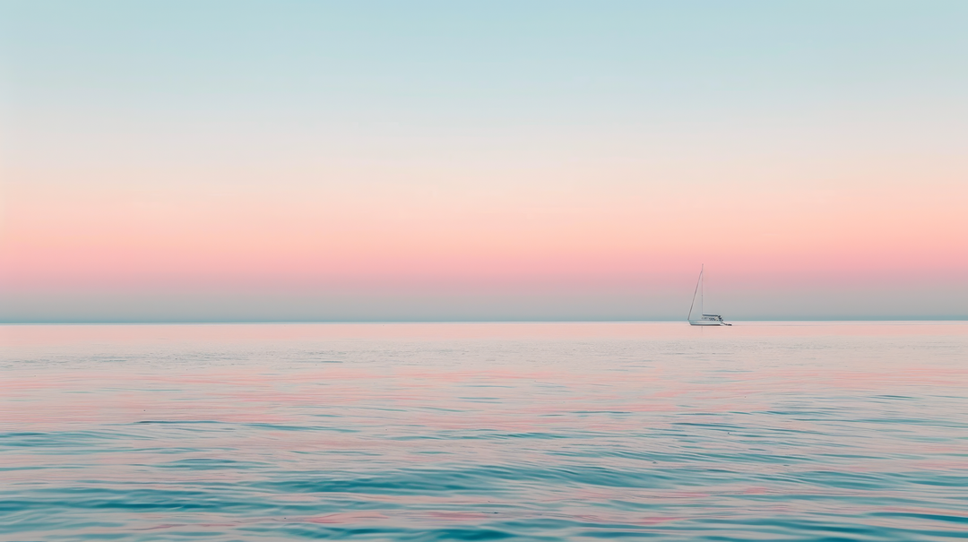 Crépuscule de l'Océan - papier peint panoramique, motif à plat