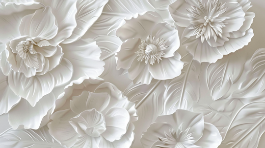 Delicatesse en Blanc: wallpaper with a 3D flower pattern 