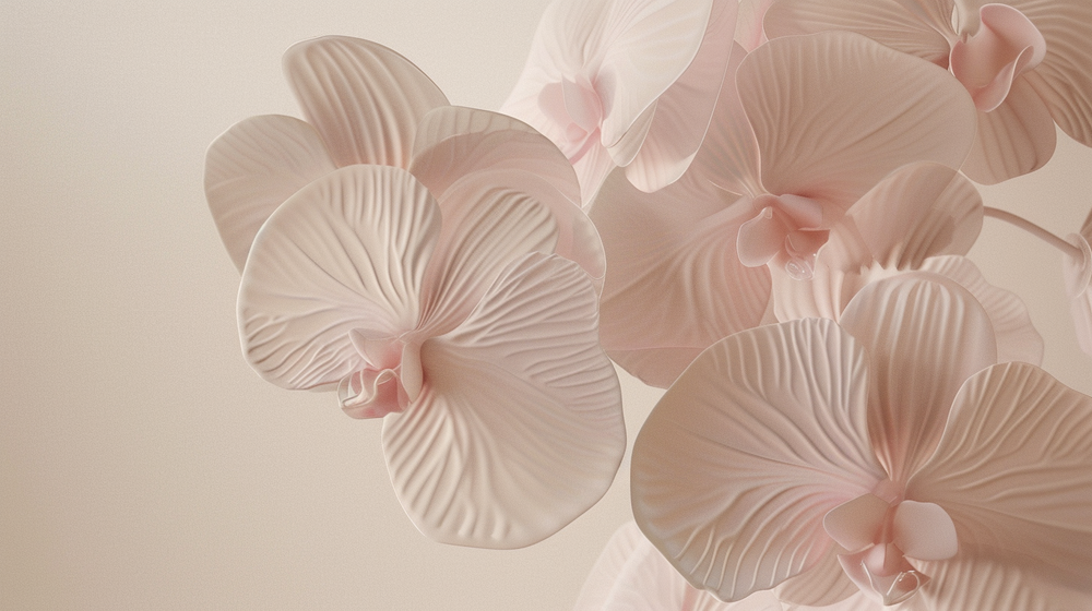 Douces Orchidées : Papier peint panoramique rose poudré