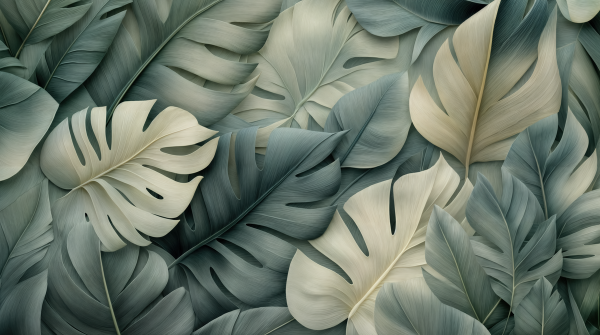 Éclats de Vert Sauge - papier peint panoramique, motif à plat