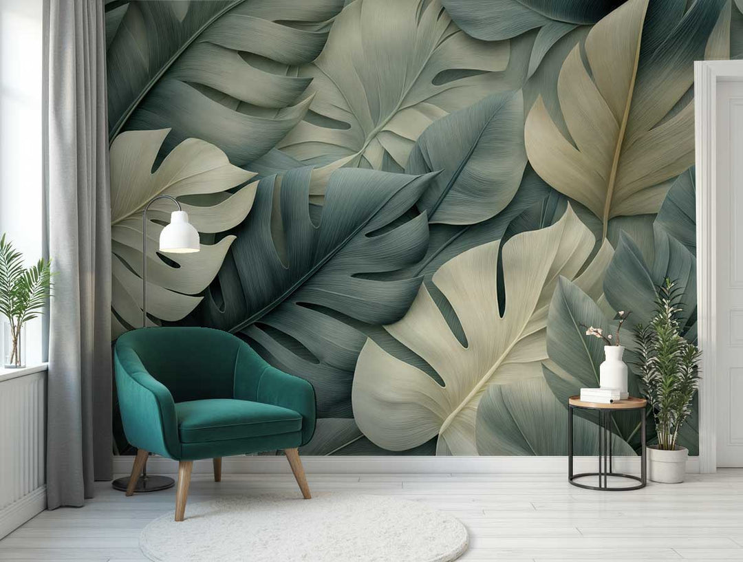 Éclats de Vert Sauge – Papier peint feuillage chic et minimaliste