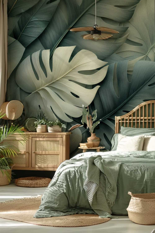 Éclats de Vert Sauge – Papier peint feuillage chic et minimaliste