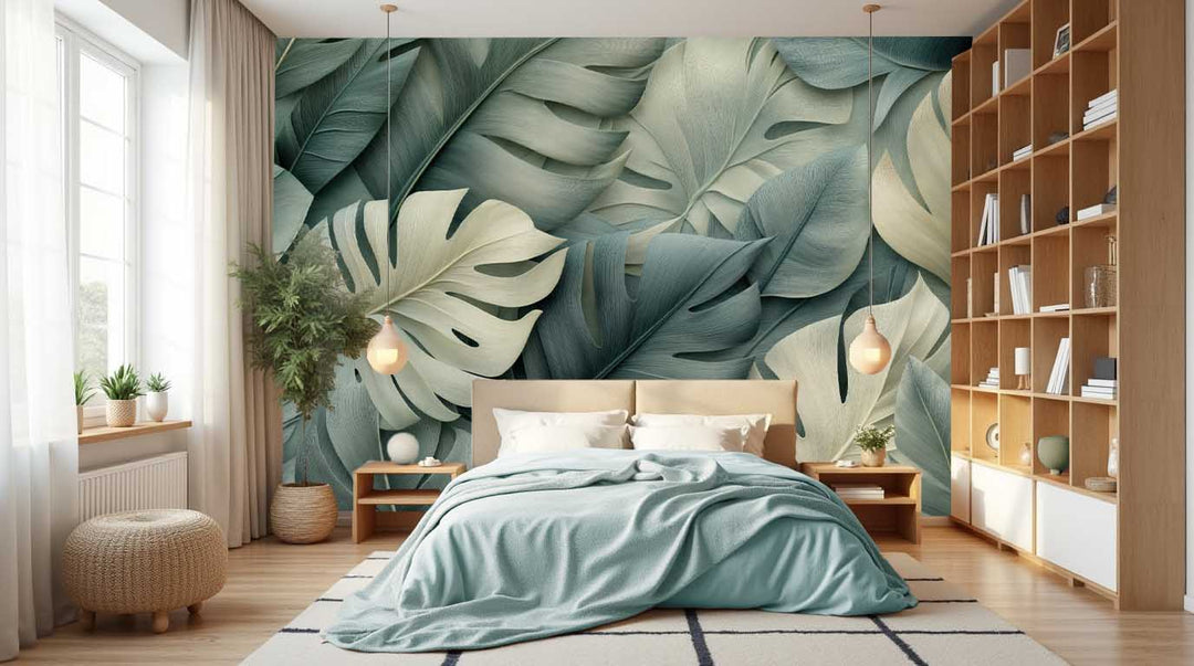 Éclats de Vert Sauge – Papier peint feuillage chic et minimaliste