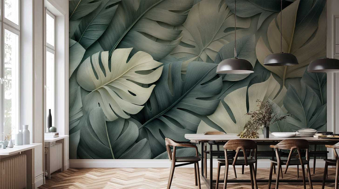 Éclats de Vert Sauge – Papier peint feuillage chic et minimaliste