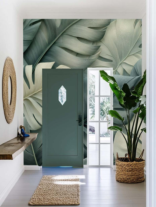 Éclats de Vert Sauge – Papier peint feuillage chic et minimaliste