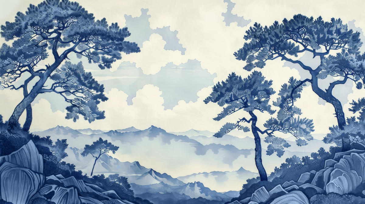 Élégance Japonaise - papier peint panoramique, motif à plat