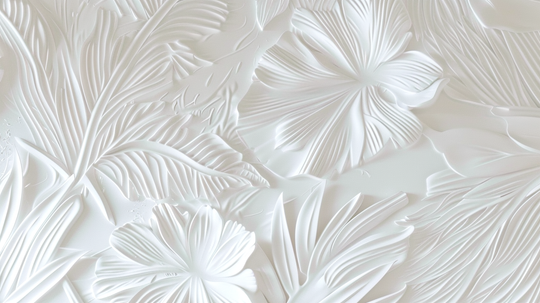 White 3D Foliage – Textured Wall Decor