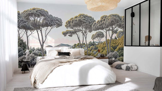 Entre pins et mer – Papier peint forêt méditerranéenne