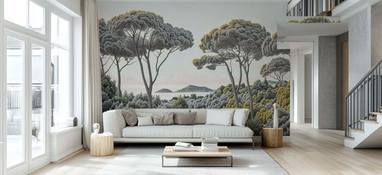 Entre pins et mer – Papier peint forêt méditerranéenne