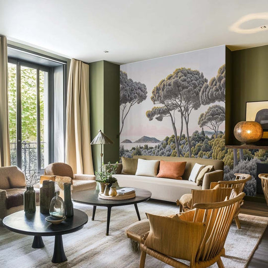 Entre pins et mer – Papier peint forêt méditerranéenne