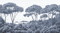 Entre pins et mer – Papier peint forêt méditerranéenne en cyanotype